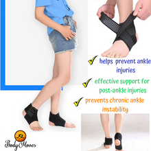 Load image into Gallery viewer, BodyMoves Kid's Ankle Brace Support with Adjustable Elastic Strap Plus Hot and Cold Ice Gel Pack - BodyMovesPro