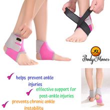 Load image into Gallery viewer, BodyMoves Kid's Ankle Brace Support with Adjustable Elastic Strap Plus Hot and Cold Ice Gel Pack - BodyMovesPro