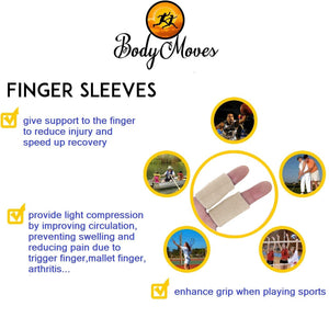 BodyMoves Finger Hot and Cold Ice Pack Plus Adult Finger Brace Splint Sleeve Thumb Support Protector Cushion Pressure Safe Elastic Breathable Stabilizers (Desert Sand) - BodyMovesPro