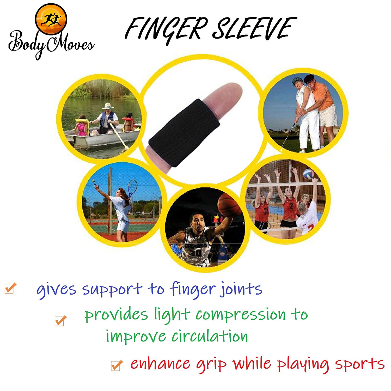 Finger Splint Plus Sleeve (Midnight Black(2pc Set) – BodyMovesPro