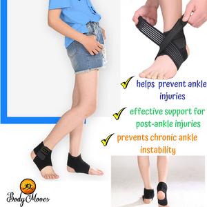 BodyMoves Kid's Ankle Brace Support with Adjustable Elastic Strap Plus Hot and Cold Ice Gel Pack - BodyMovesPro