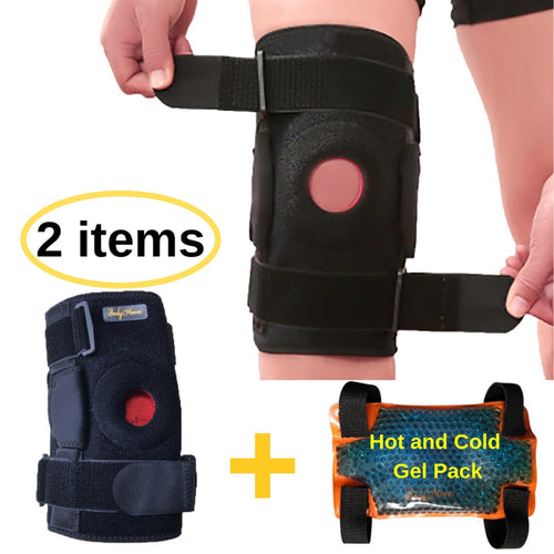 BodyMoves Kid's Hinged Knee Brace Support Plus Hot and Cold Ice Pack (Sporty Black) - BodyMovesPro