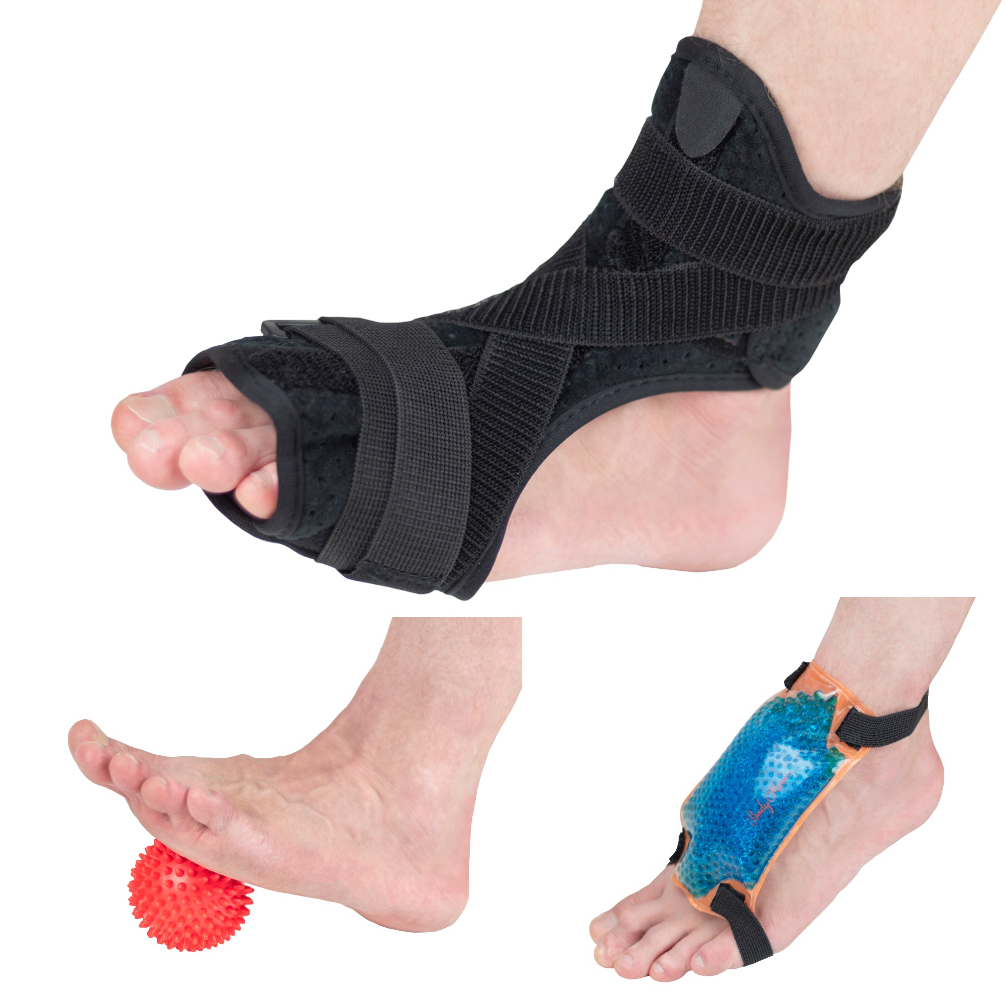 Plantar Fasciitis night Splint plus Spiky Ball plus Hot and Cold Pack –  BodyMovesPro