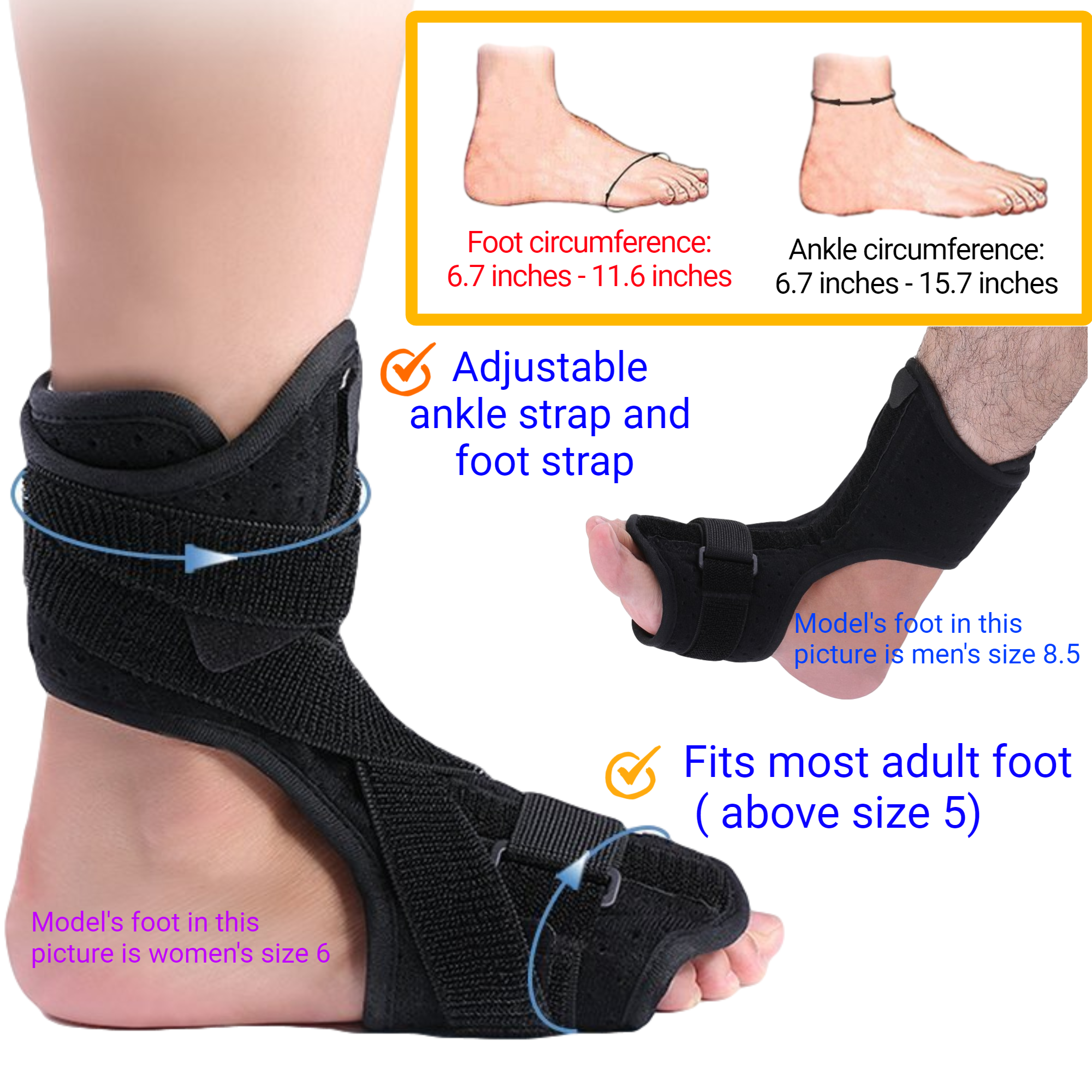 Vive Plantar Fasciitis Night Splint Plus Trigger Point Spike Ball - Soft  Leg Brace Support Orthopedic Sleeping Immobilizer Stretch Boot (Large:  Mens: 8.5 - 11 Womens: 10 - 12) Gray Large (Pack of 1)