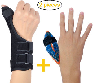 Thumb Splint Wrist Brace Plus Finger Hot and Cold Gel Pack (Left and Right Hand)